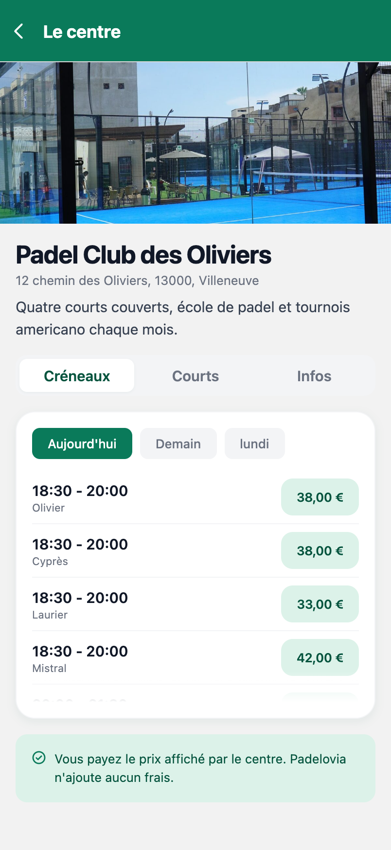 Réserver un créneau